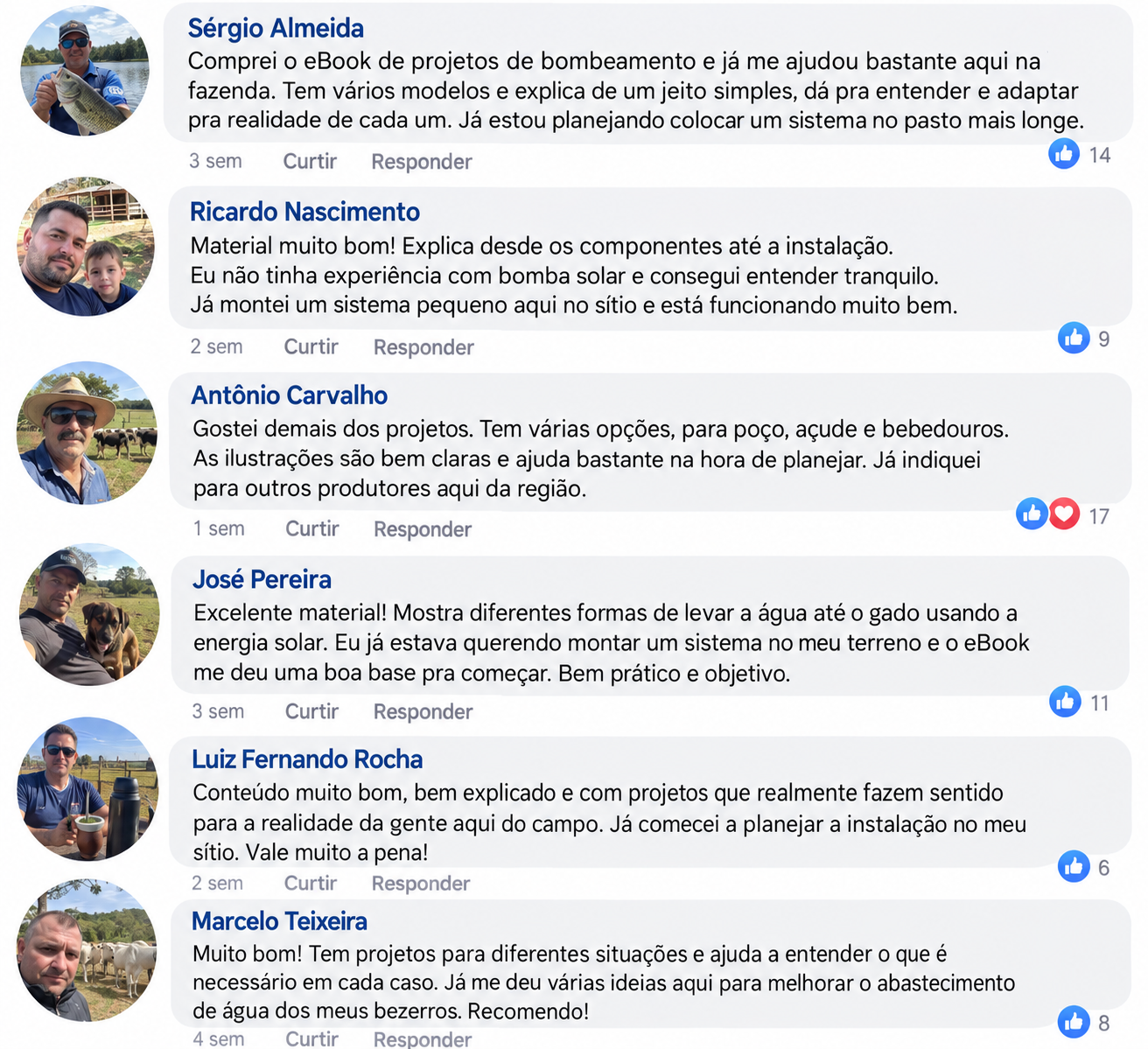 Depoimentos sobre o eBook de Sérgio Almeida, Ricardo Nascimento, Antônio Carvalho, José Pereira, Luiz Fernando Rocha e Marcelo Teixeira